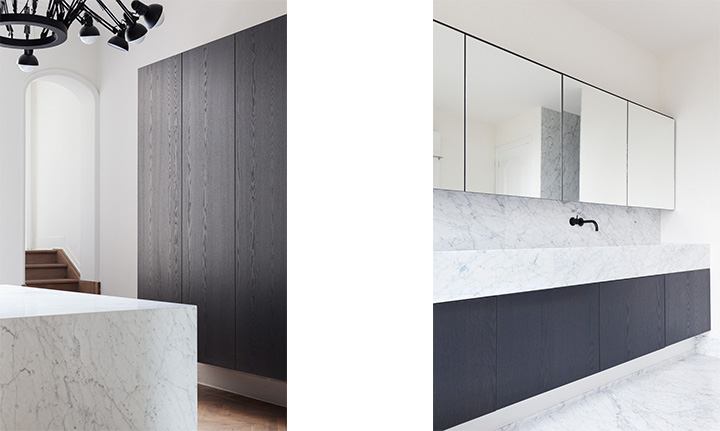 Detail van de aanbouw van Villa K — houten gevelbekleding en aluminium schrijnwerk