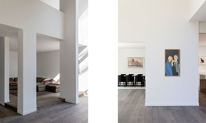 Maatmeubel in eik en messing, geïntegreerd in een gerenoveerde woning